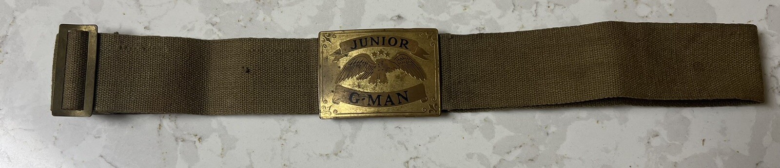 Extremely rare 1930s FBI G-Man belt and brass buckle