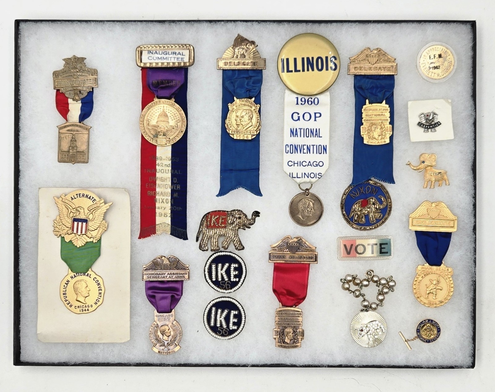 Vtg 1940-1968 GOP Republican National Convention Medal Badge Patch Lot 1944 NOS
