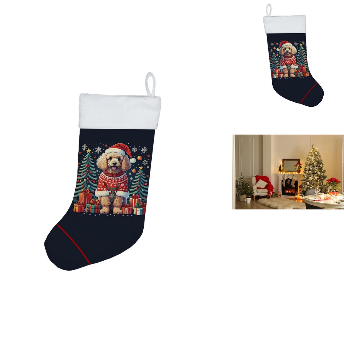 Caroline's Treasures DAC1146CS Apricot Toy Poodle Christmas Stocking