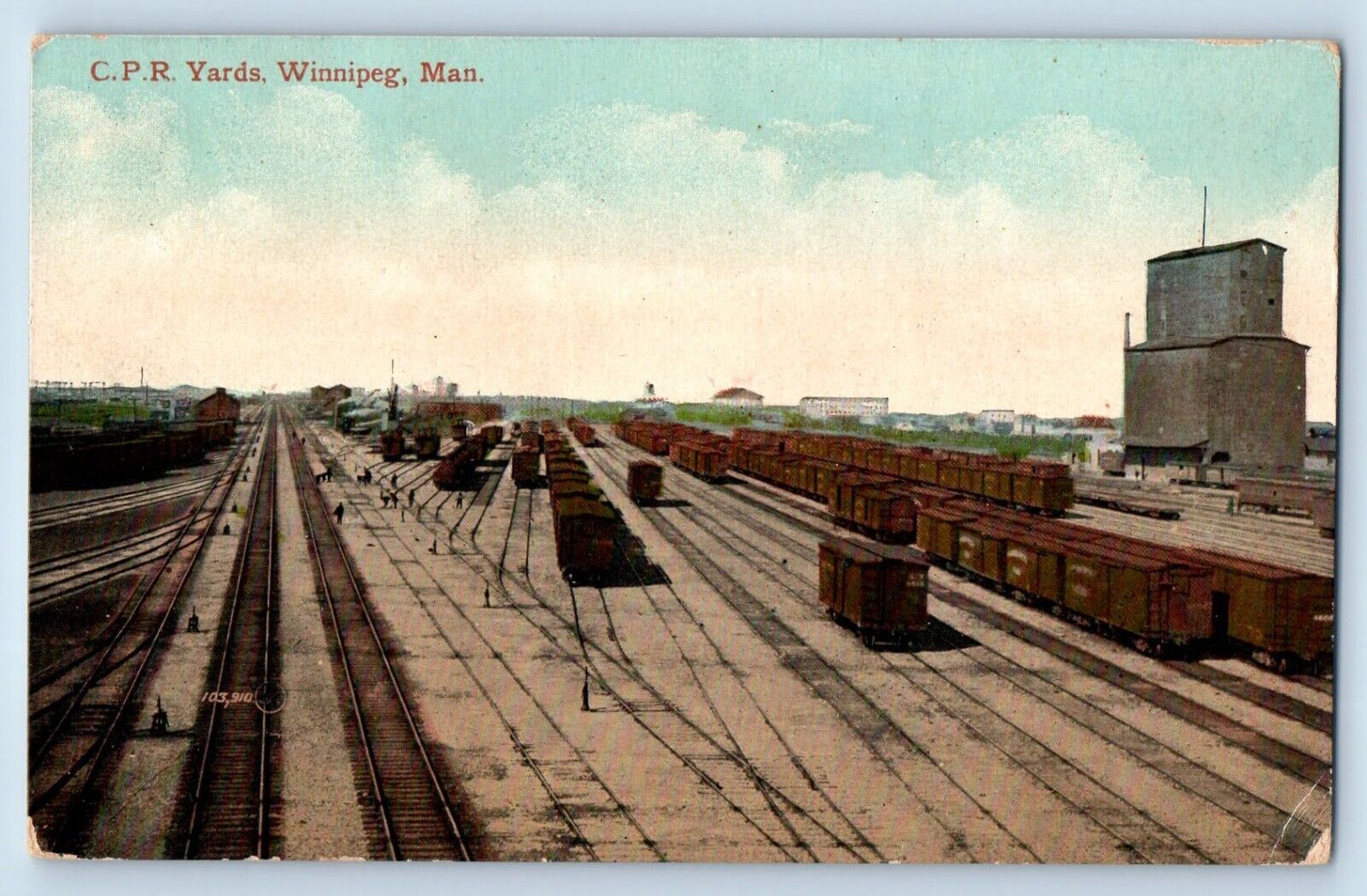 Winnipeg Manitoba Canada Postcard View Of C P R Yards Posted Antique c1910's