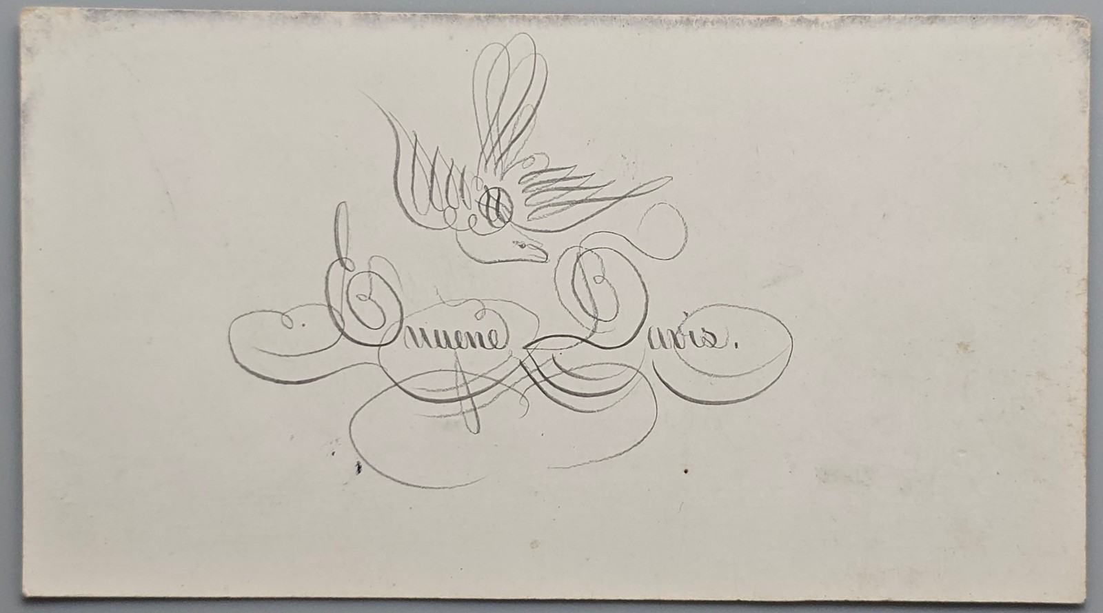 Antique Victorian Calling Card Florence Davis New London CT Ornate Bird Flourish