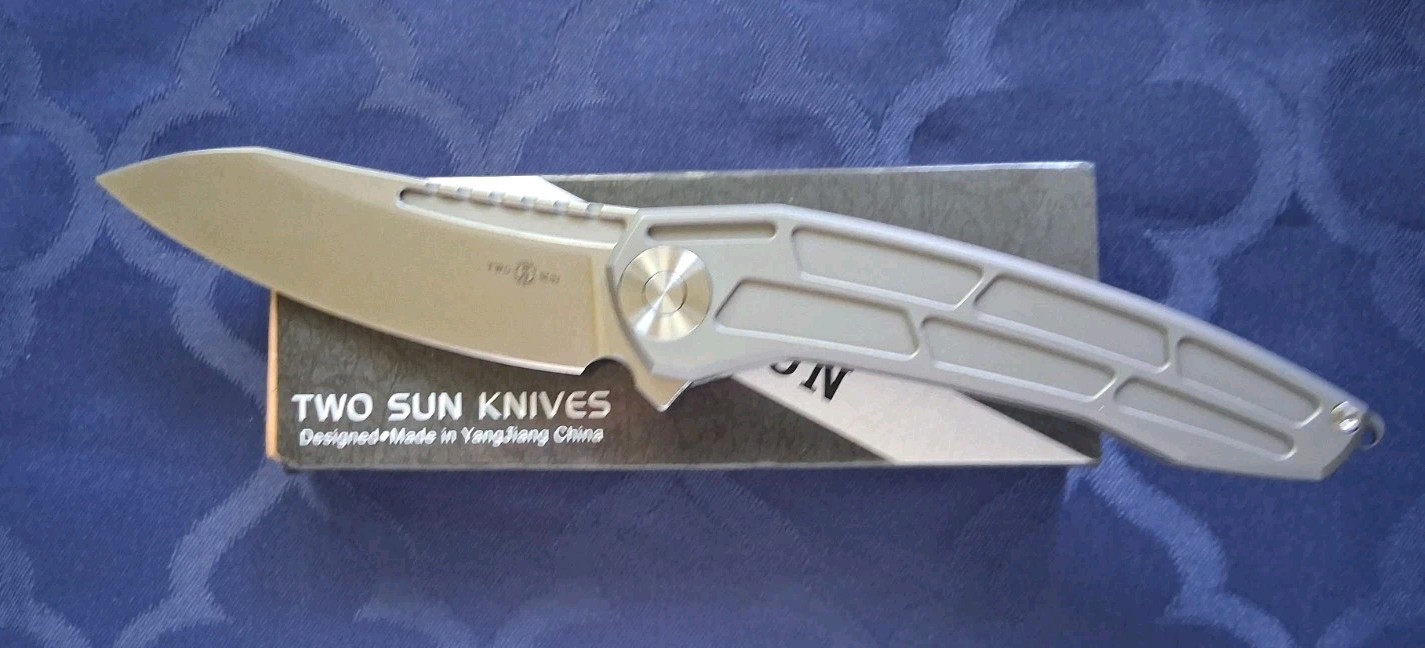 *NEW*🔥 TWOSUN  Flipper Folding Knife w/Titanium Handle & M390 Blade (TS45-M390)