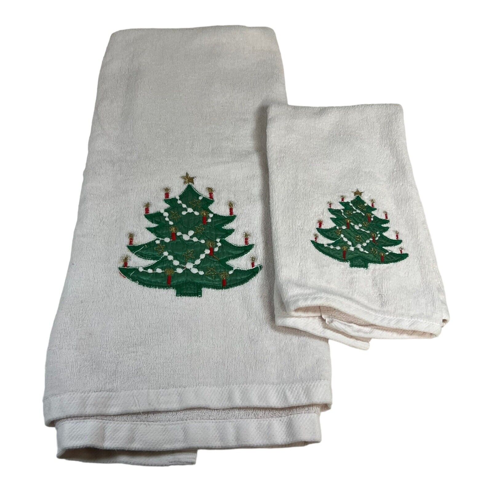Vintage Jillian Rose Christmas Tree Dish Towel  Kitchen Bathroom Applique Set