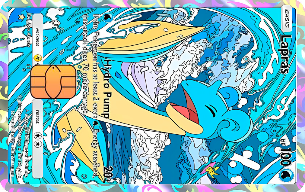 Lapras Genetic Apex Credit  card decal sticker holographic