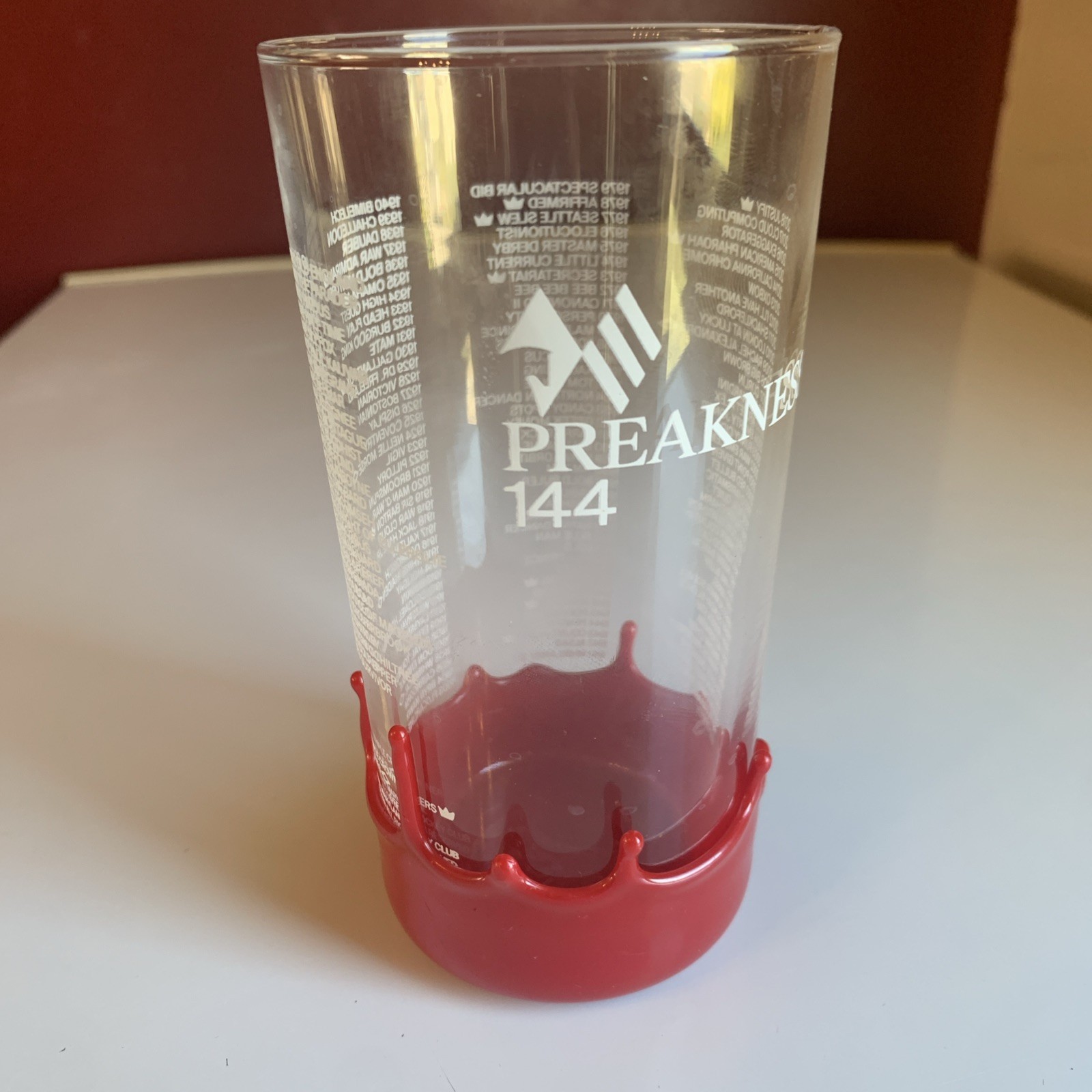 Makers Mark Preakness 144 Red Wax Dipped Base Glass Horse Racing 2019- 12 Ounce