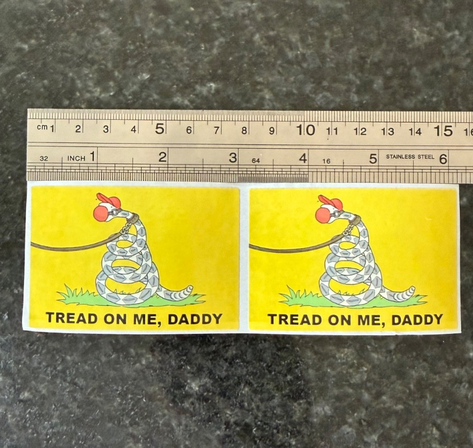 2 ANTI-REPUBLICAN “TREAD ON ME” VINYL STICKERS - Snake w/ Ball Gag 2 ANTI-REPUBLICAN “TREAD ON ME” VINYL STICKERS - Snake w/ Ball Gag