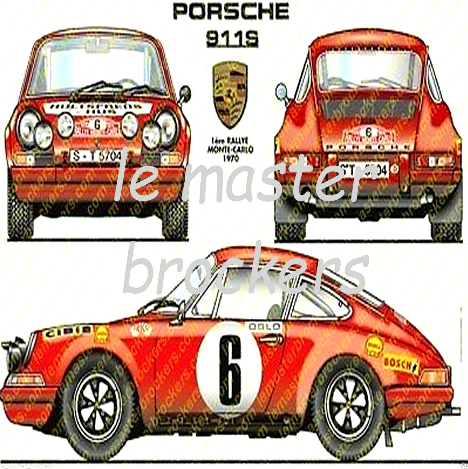 Porsche 911/S Monte-Carlo Poster Car Rally Car Car Yougtimer Vintage Arts DECO