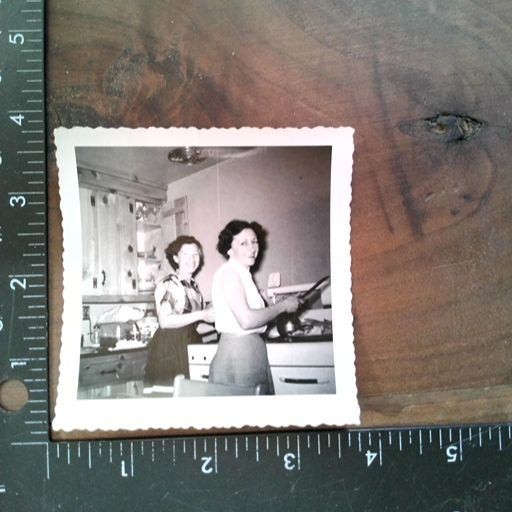 Two Women Kitchen 1950s Snapshot Photograph Domestic Scene Candid Vintage