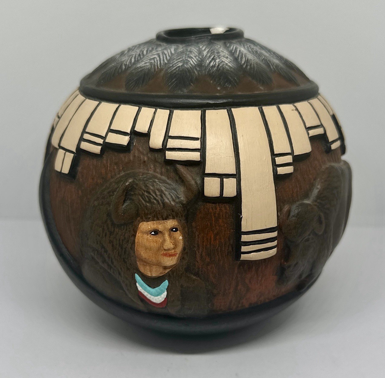 5” Navajo Hand Etched Vintage Seed Pot Signed By Artist Alva Allen 5” Navajo Hand Etched Vintage Seed Pot Signed By Artist Alva Allen