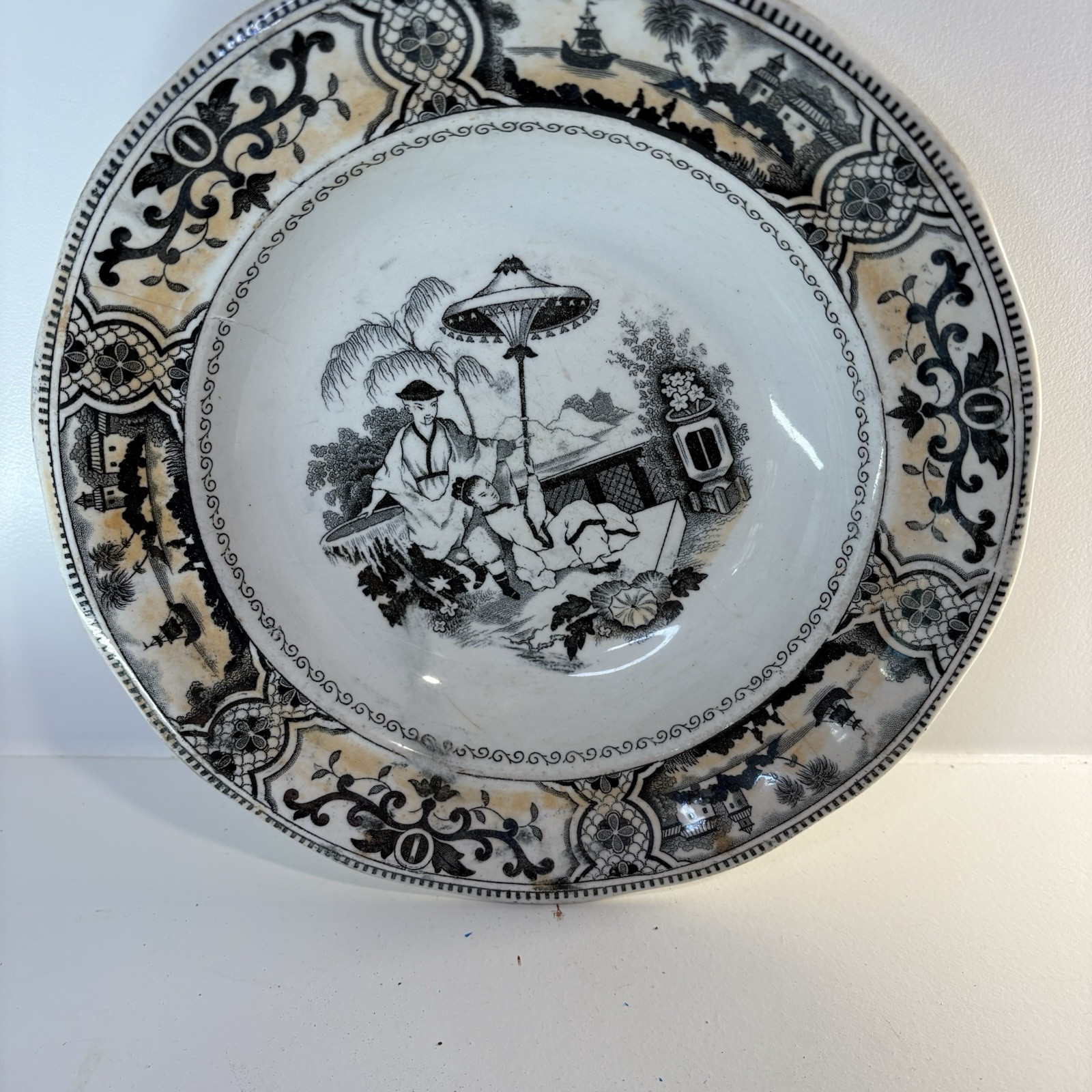 Antique Petrus Regout And Co ,Maastricht ,Pajong Pattern Luster Bowl -Holland