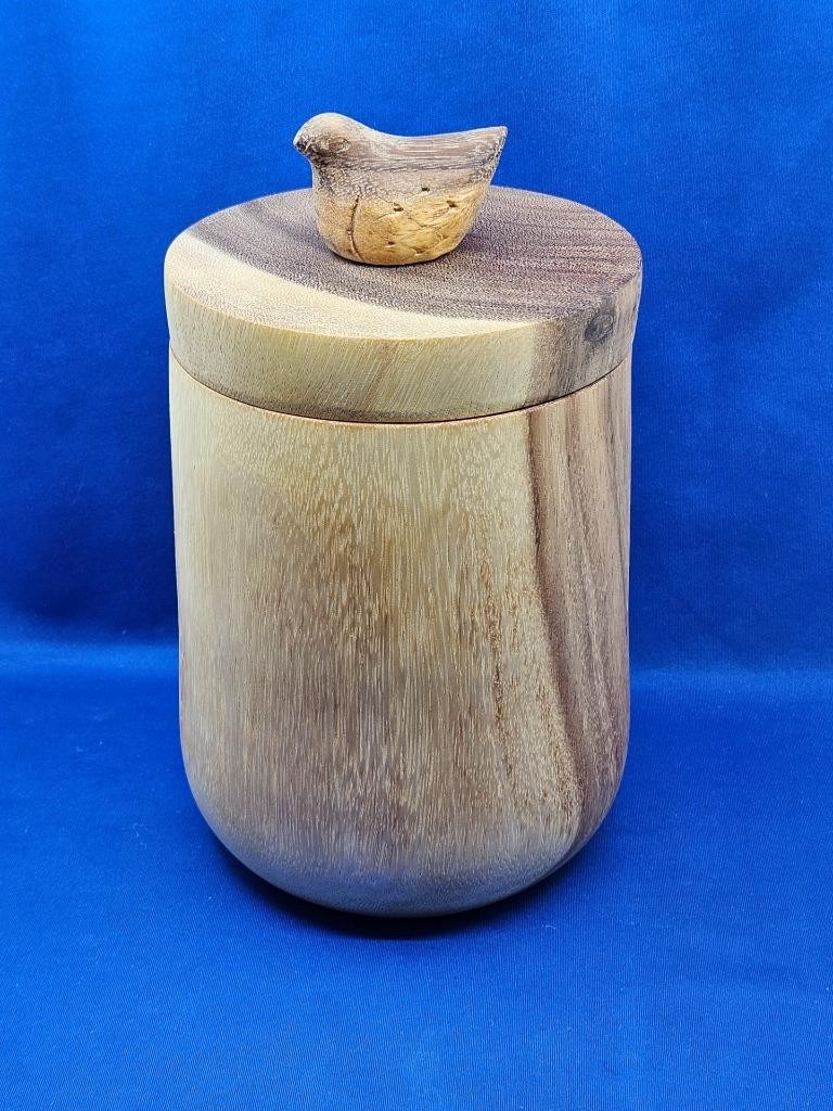 Anthropologie Terrain Solid Wood Forest Friends Jar Canister Bird 7\