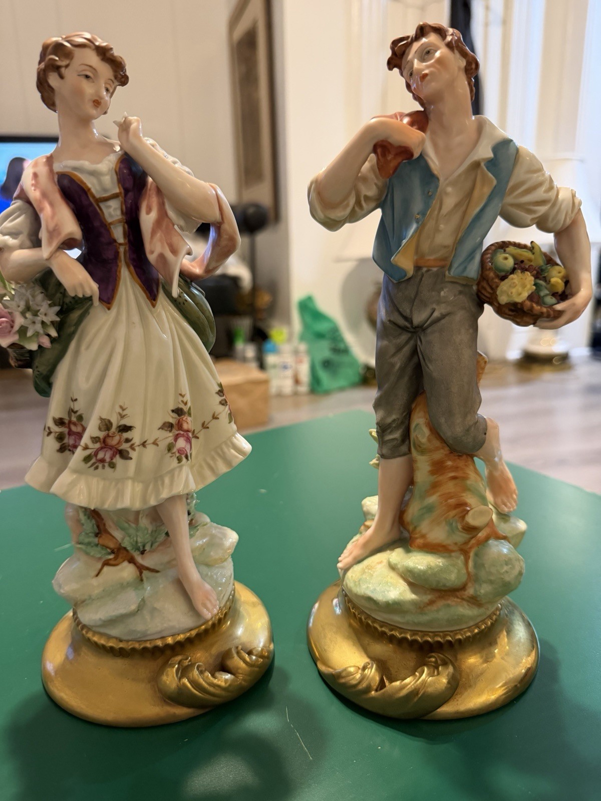 Capodimonte Style Man Lady Set Figurines Big Porcelain Candrea Japan (A24) MINT