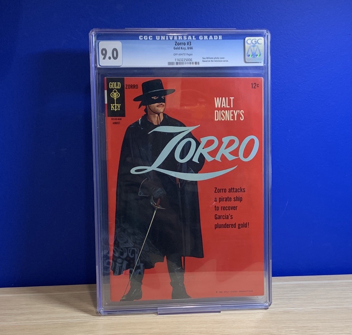 Zorro #3 (1966) CGC 9.0  Off White pages Guy Williams photo cover Gold Key