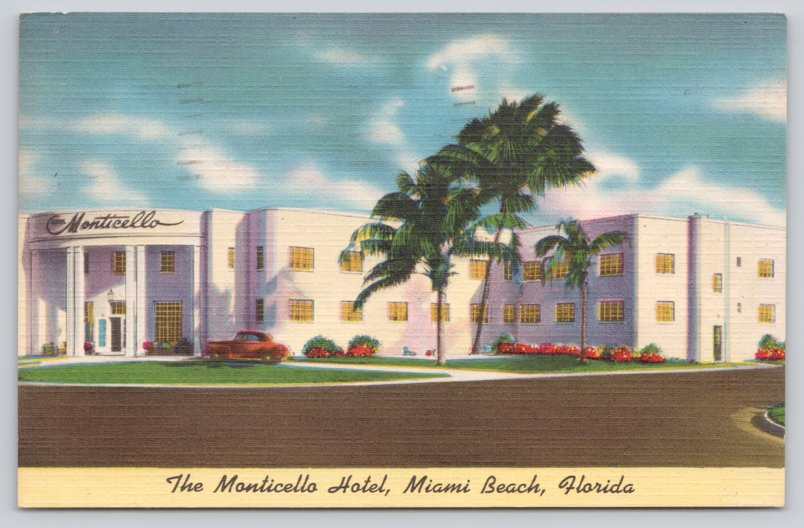 Postcard Miami Beach, Florida, The Monticello Hotel, Indian Creek at 63rd, A275