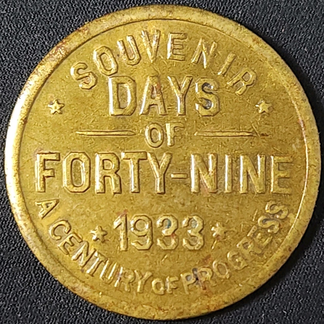 1933 Chicago World\'s Fair Century of Progress Token Days of 49 20 MEX