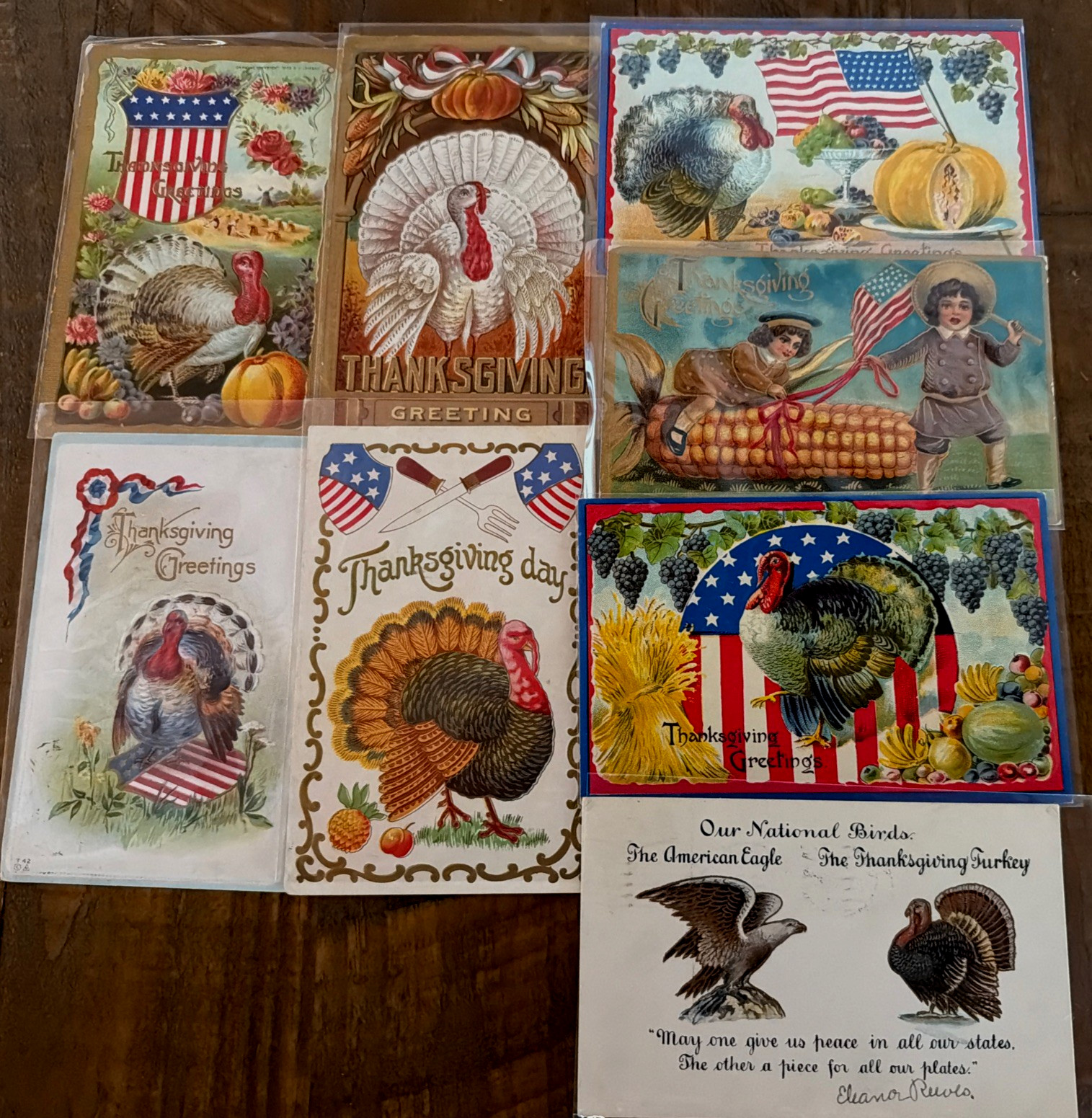 Nice ~Lot of 8 Vintage~Patriotic~Thanksgiving Postcards~Turkeys~Flags~etc.~s634 Nice ~Lot of 8 Vintage~Patriotic~Thanksgiving Postcards~Turkeys~Flags~etc.~s634