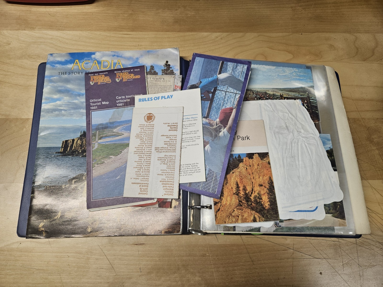 Vintage 1981 Canada New England Travel Scrapbook Postcards Maps Olympic Ephemera