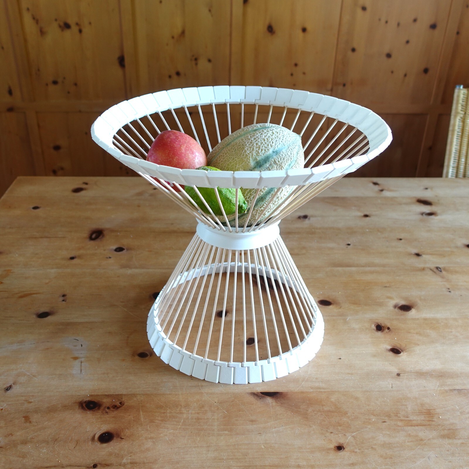 Art Deco Style 3d Printed Bowl Wooden Skewer Pedestal Fruit Bowl Wind