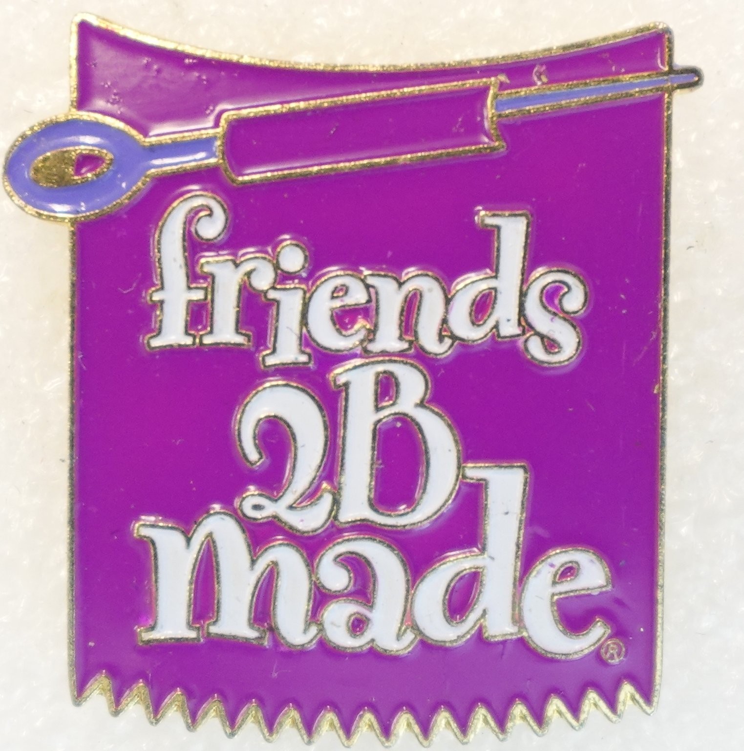 Friends 2B Made Pinback Button Purple Sewing Theme 2007