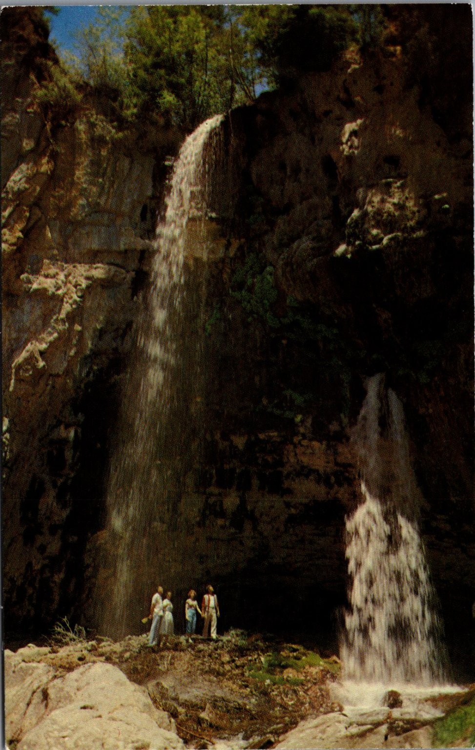 Vtg Spouting Rock Waterfall Postcard Glenwood Springs CO Mirro-Krome Bridal Veil