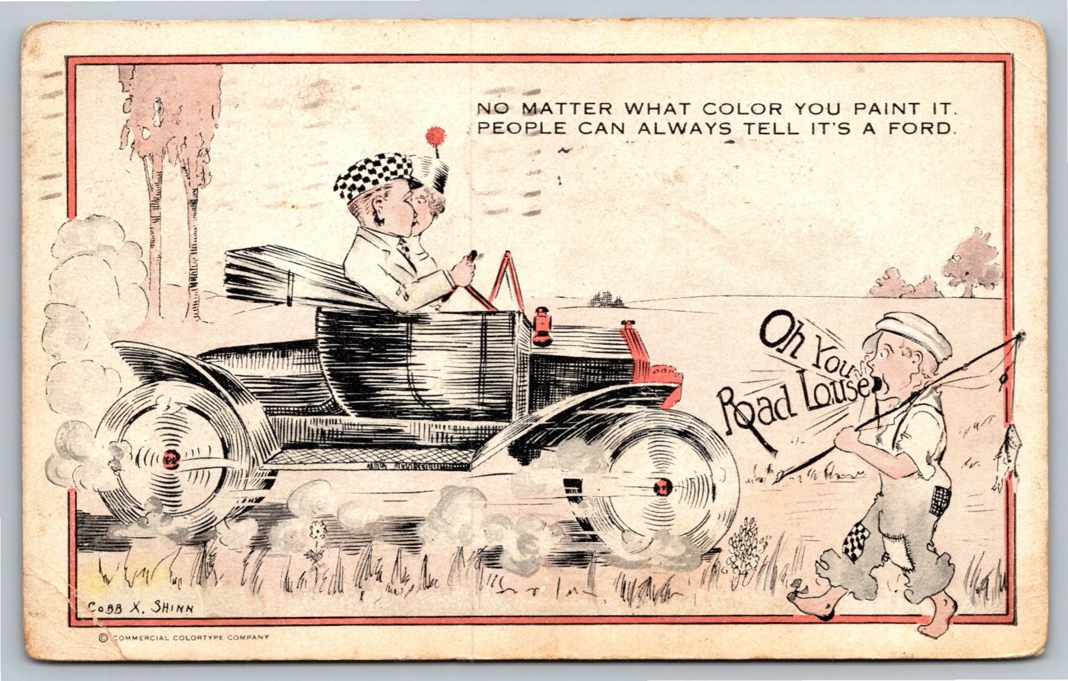 1915 Cobb X. Shinn Ford Model T Cartoon Postcard - 1915 Cobb X. Shinn Ford Model T Cartoon Postcard -