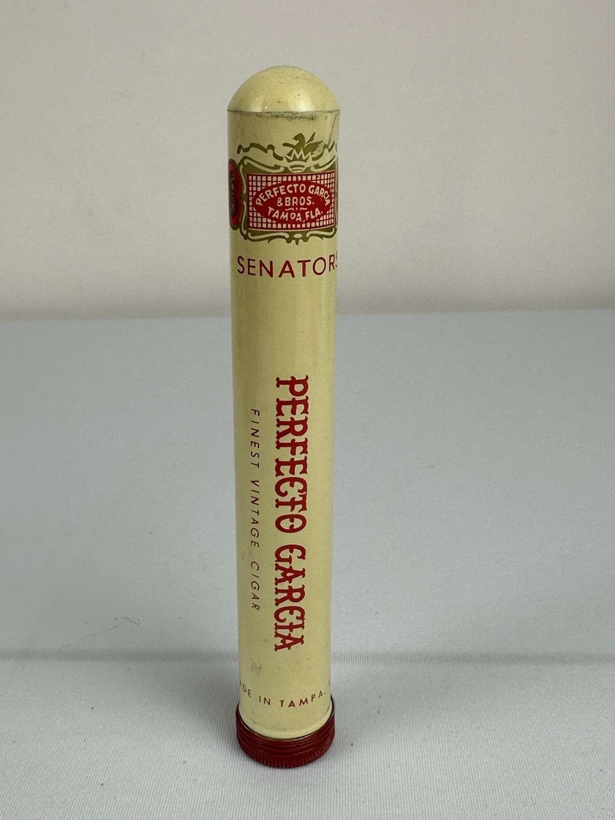Vintage Perfecto Garcia Senator Cigar Tube Tampa FL Advertising Tobacciana