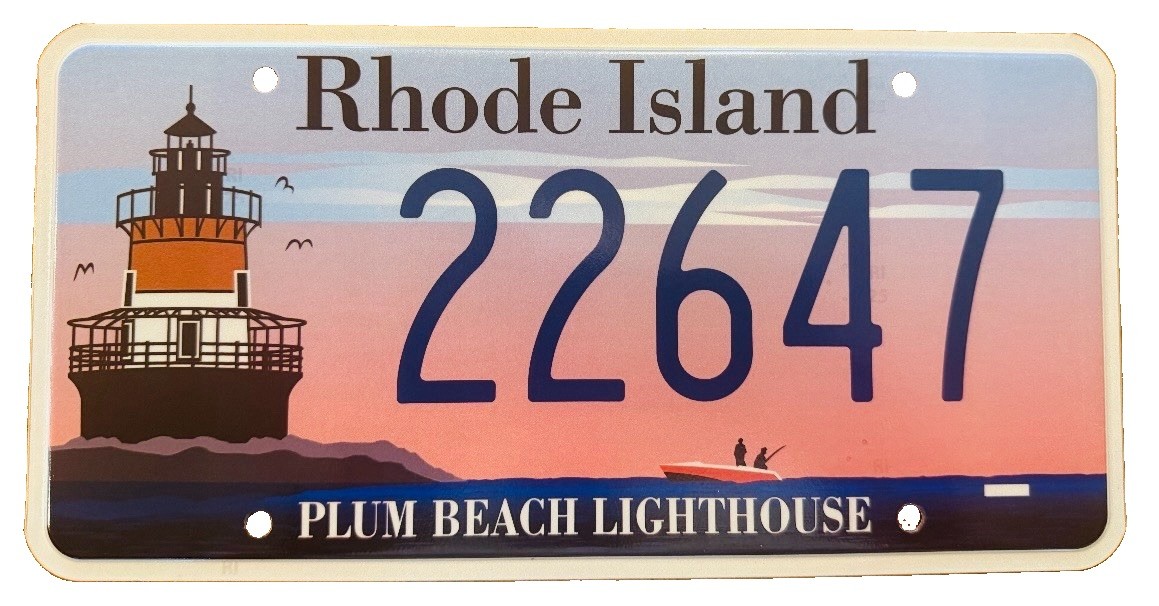 Rhode Island License Plate - Plum Beach Lighthouse
