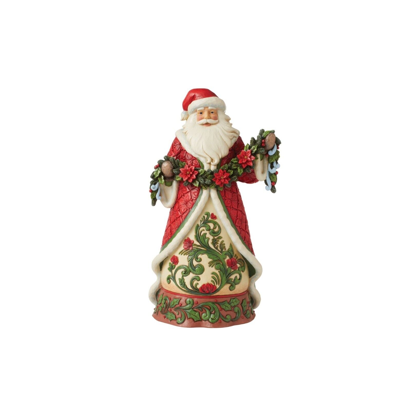Jim Shore Christmas Santa Holding Poinsettia Garland 12in Figurine 6012898