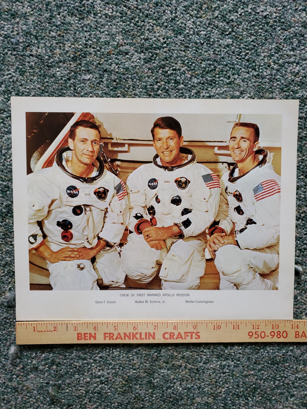 NASA Apollo 7 Photo Print Astronaut Crew In Spacesuits Eisele Schirra Cunningham NASA Apollo 7 Photo Print Astronaut Crew In Spacesuits Eisele Schirra Cunningham