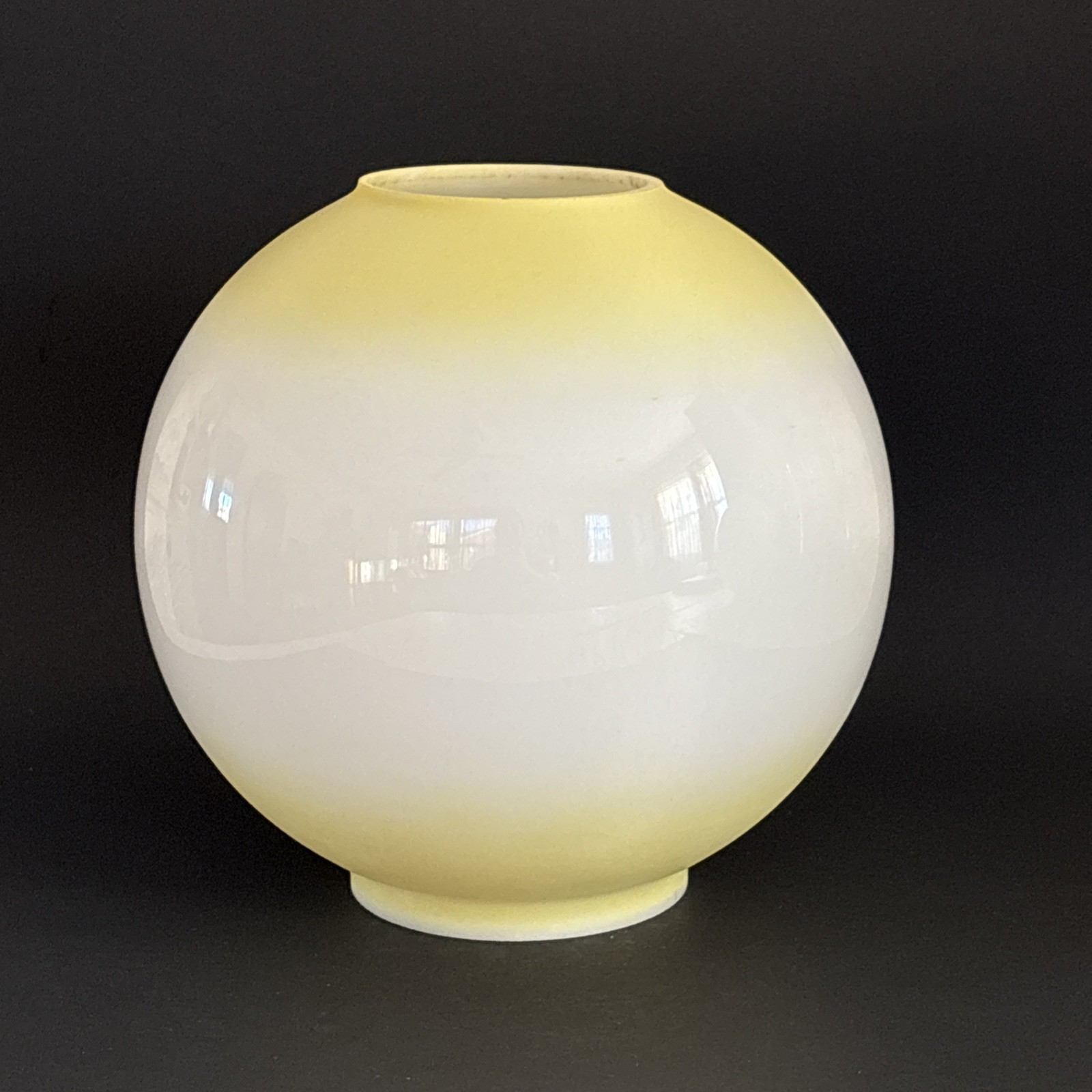 Vintage 8-1/2” Yellow Tint Round Ball Globe Hurricane Glass Lamp Shade 4” Fitter