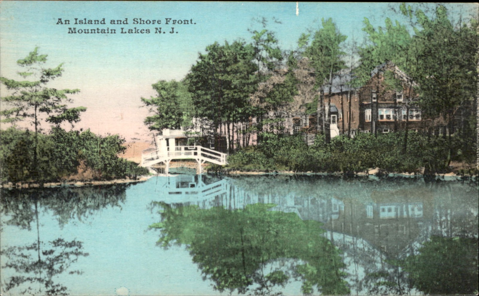 Mountain Lakes New Jersey NJ Island & Shore Front c1930 Vintage Postcard