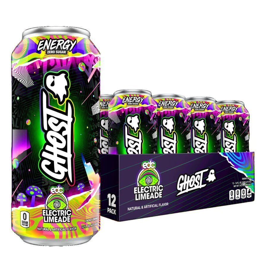 Ghost Energy Drink Electric Limeade - 16 Fl Oz Cans - Pack of 12