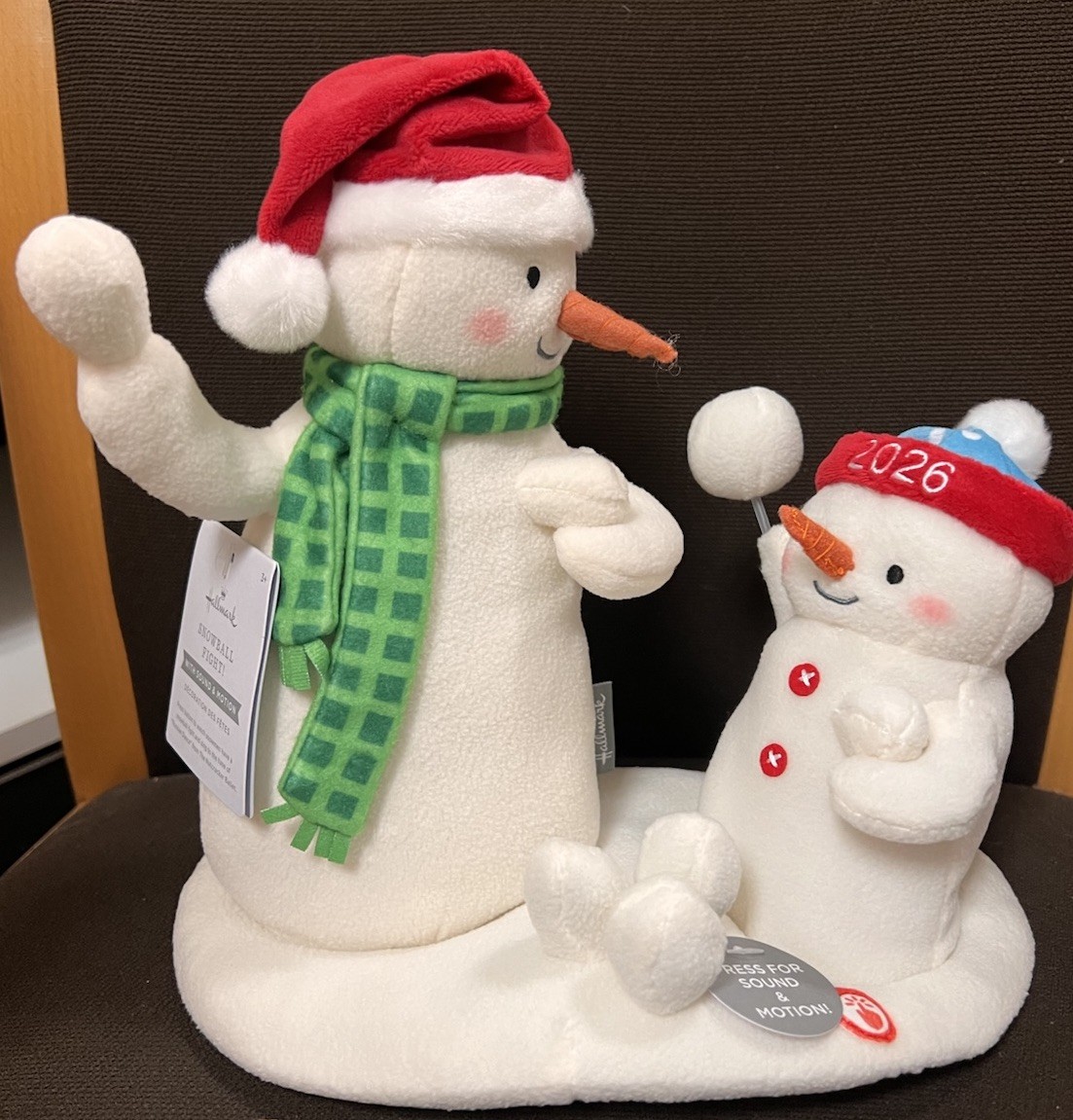 Hallmark Musical With Motion Snowman Snowball Fight Animated Plush 2026 NEW