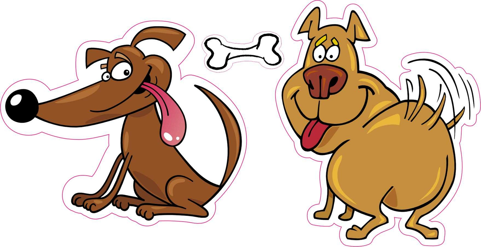 1 sheet of 3 Dog Vinyl Stickers, 1 at 3in x 2.5in, 1 at 2.5in x 3in, 1 at 1in x
