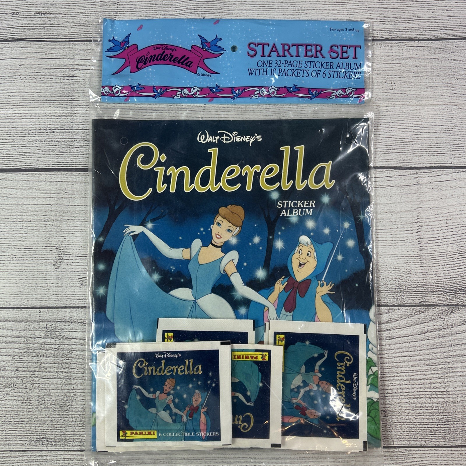 Vintage Panini Disney\'s Cinderella Sticker Album & Stickers Starter Set NEW