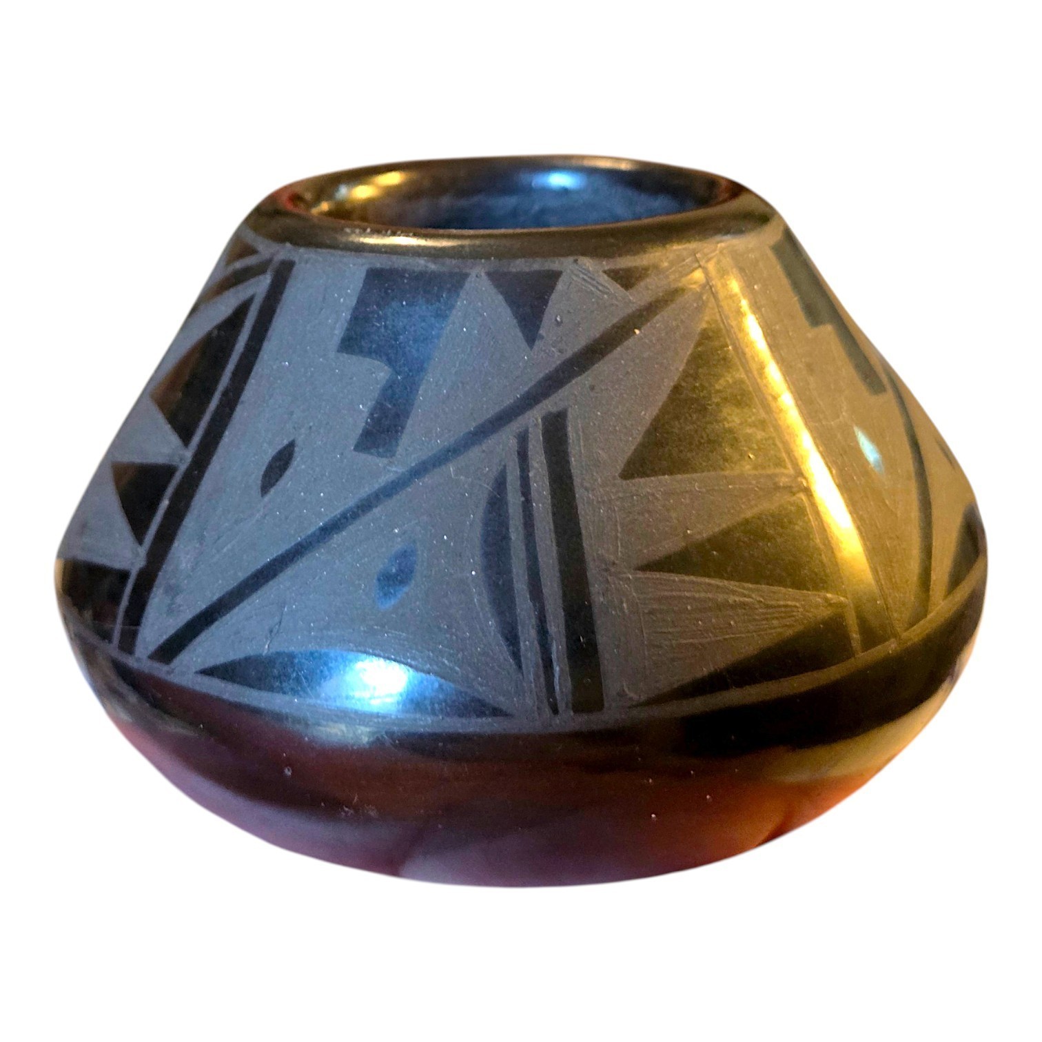 Geri Narango Pottery Black On Black Sgraffito Pot  Approx. 2