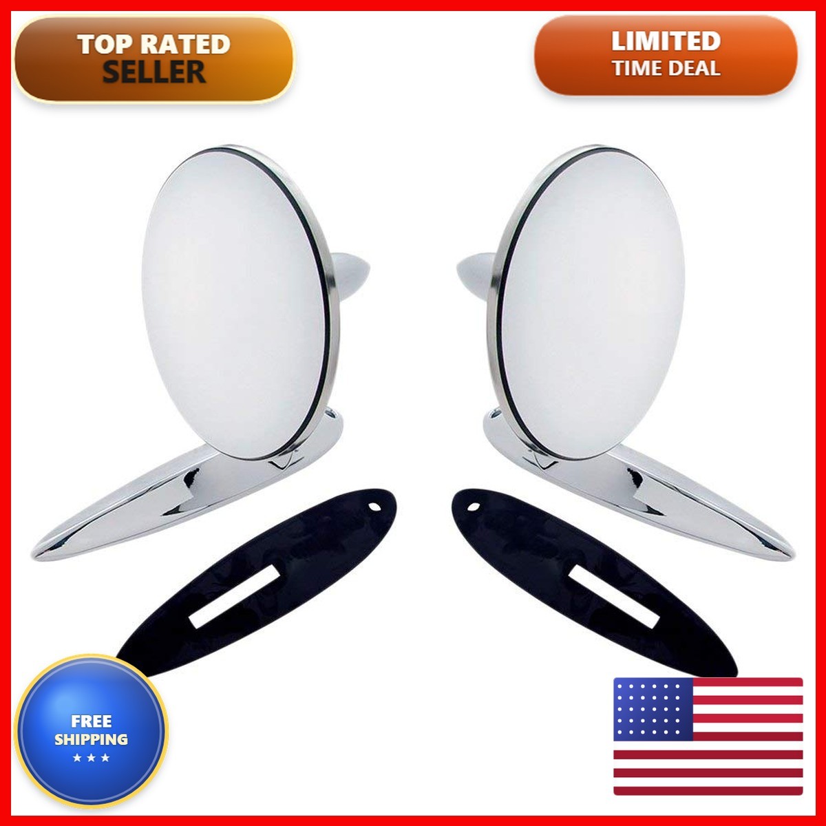 United Pacific 110745 Mirror Set for 1955-57 Chevy Passenger Car (Pack of 2)