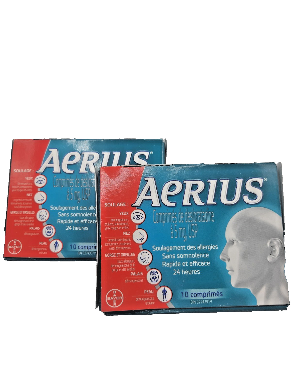 2X aerius desloratadine tablets usp,24hour allergy relief 10 tablets