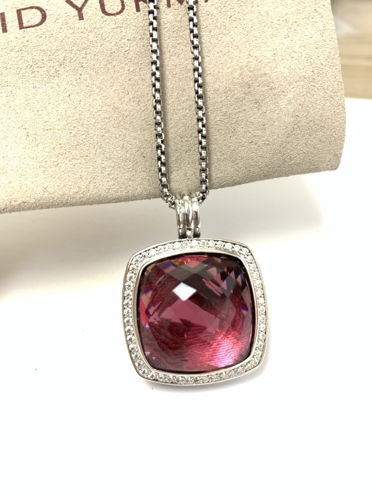 DAVID& YURMAN Albion 20mm With Tourmaline  & Diamond Sterling Silver Pendant