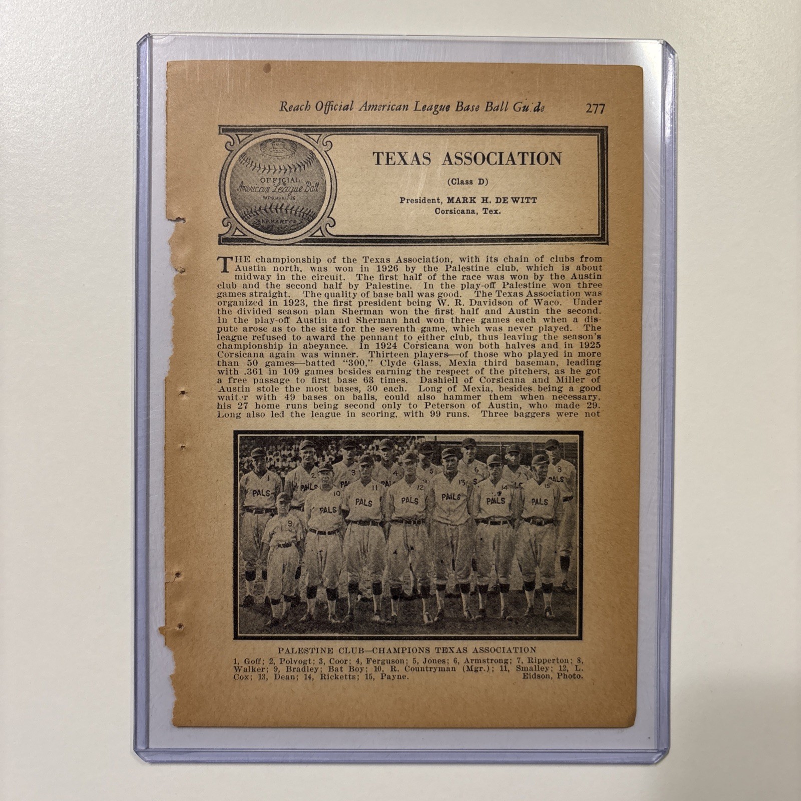 1926 Palestine TX Baseball Team Pictures Rare Antique Texas Association Champion