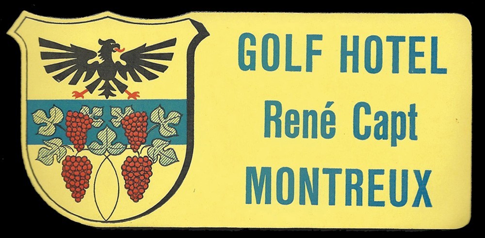 Golf Hotel MONTREUX Switzerland - vintage luggage label