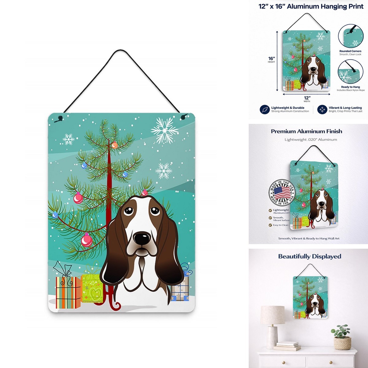 Caroline's Treasures BB1615DS1216 Christmas Tree And Basset Hound Wall Or Door