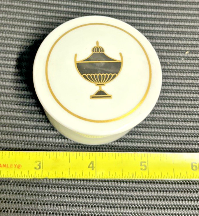 Vtg Richard Ginori Italy Black Gold Impero Round Trinket Jewelry Box Dish & Lid