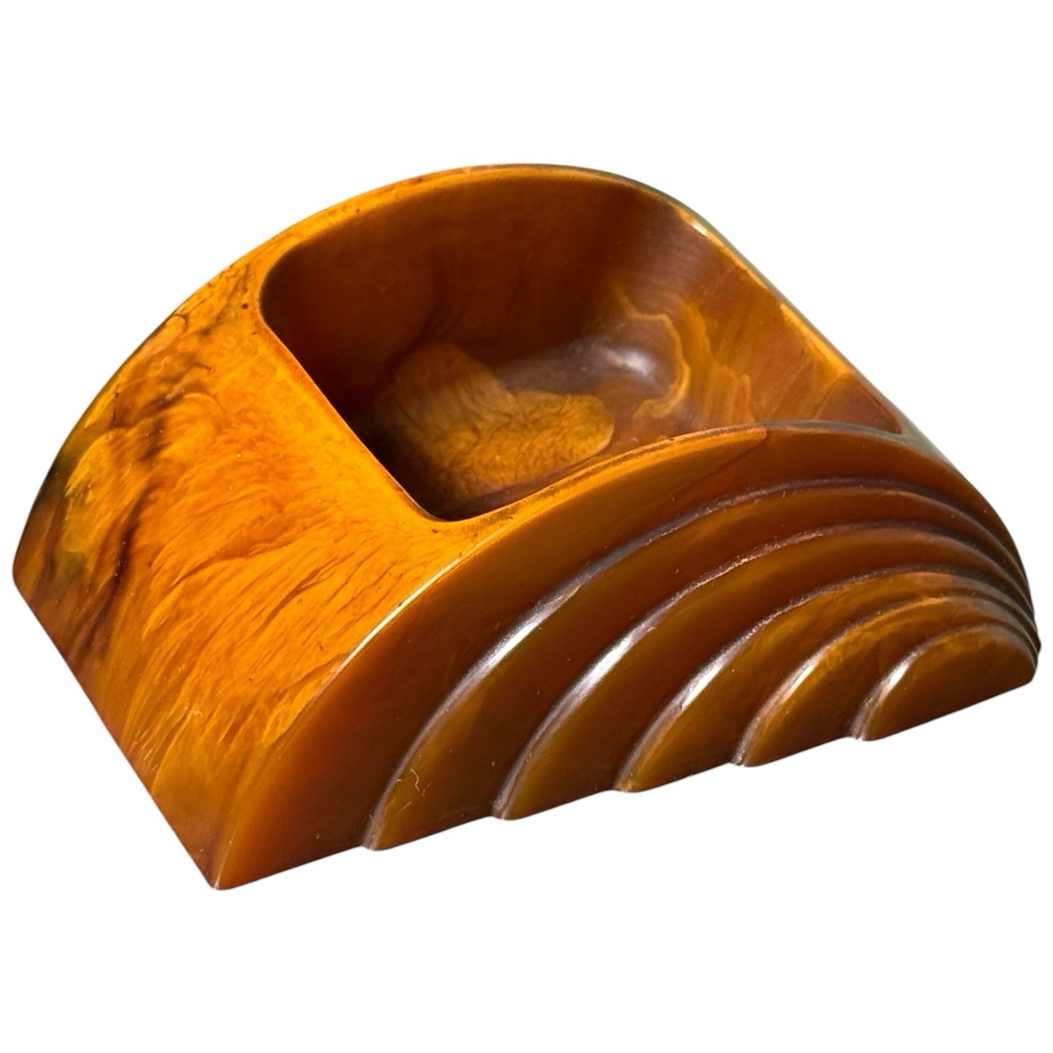 Vintage Art Deco Butterscotch Amber Carvacraft Bakelite Stamp Holder 148 Grams