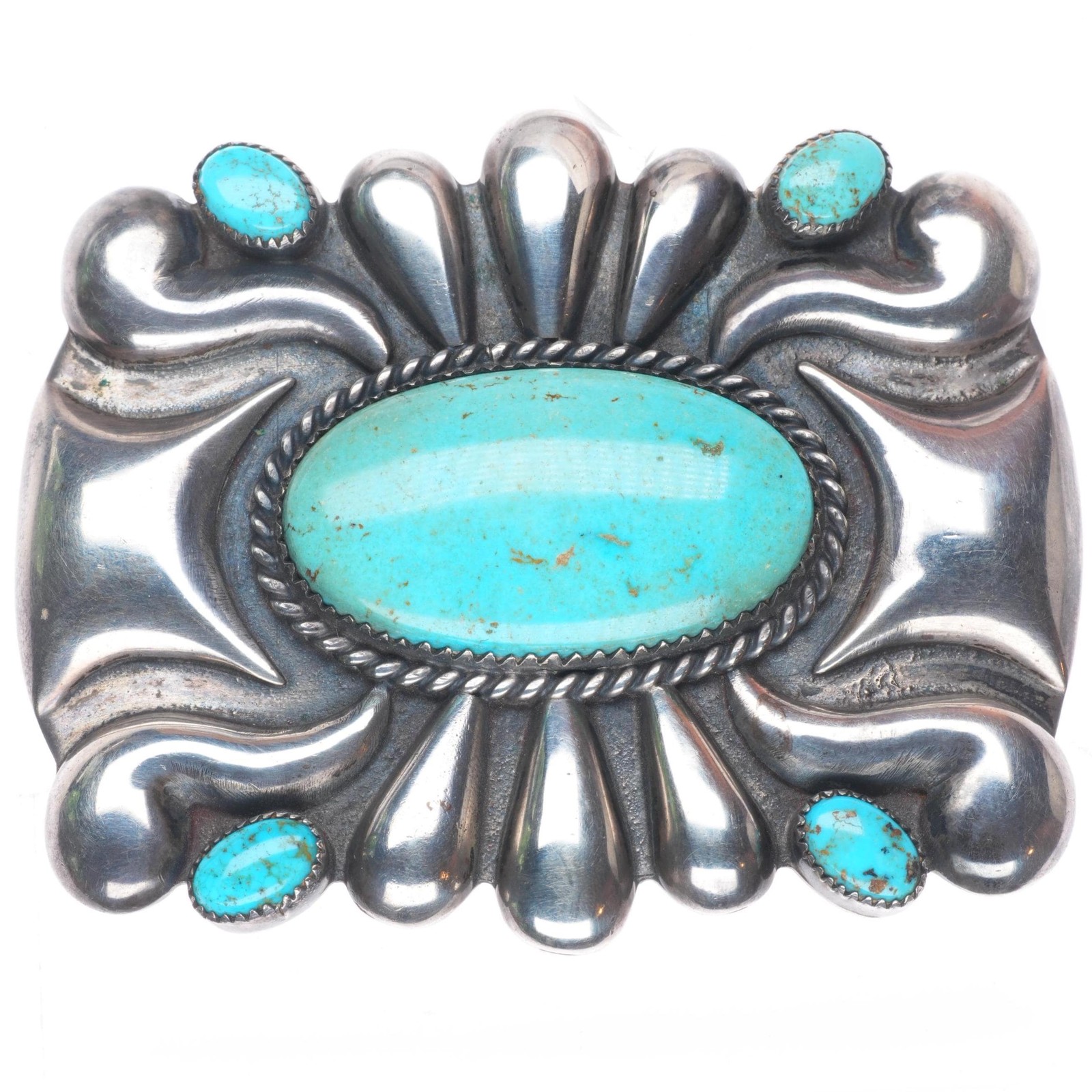 1950\'s Huge vintage Navajo sterling silver turquoise ketoh style pin/brooch