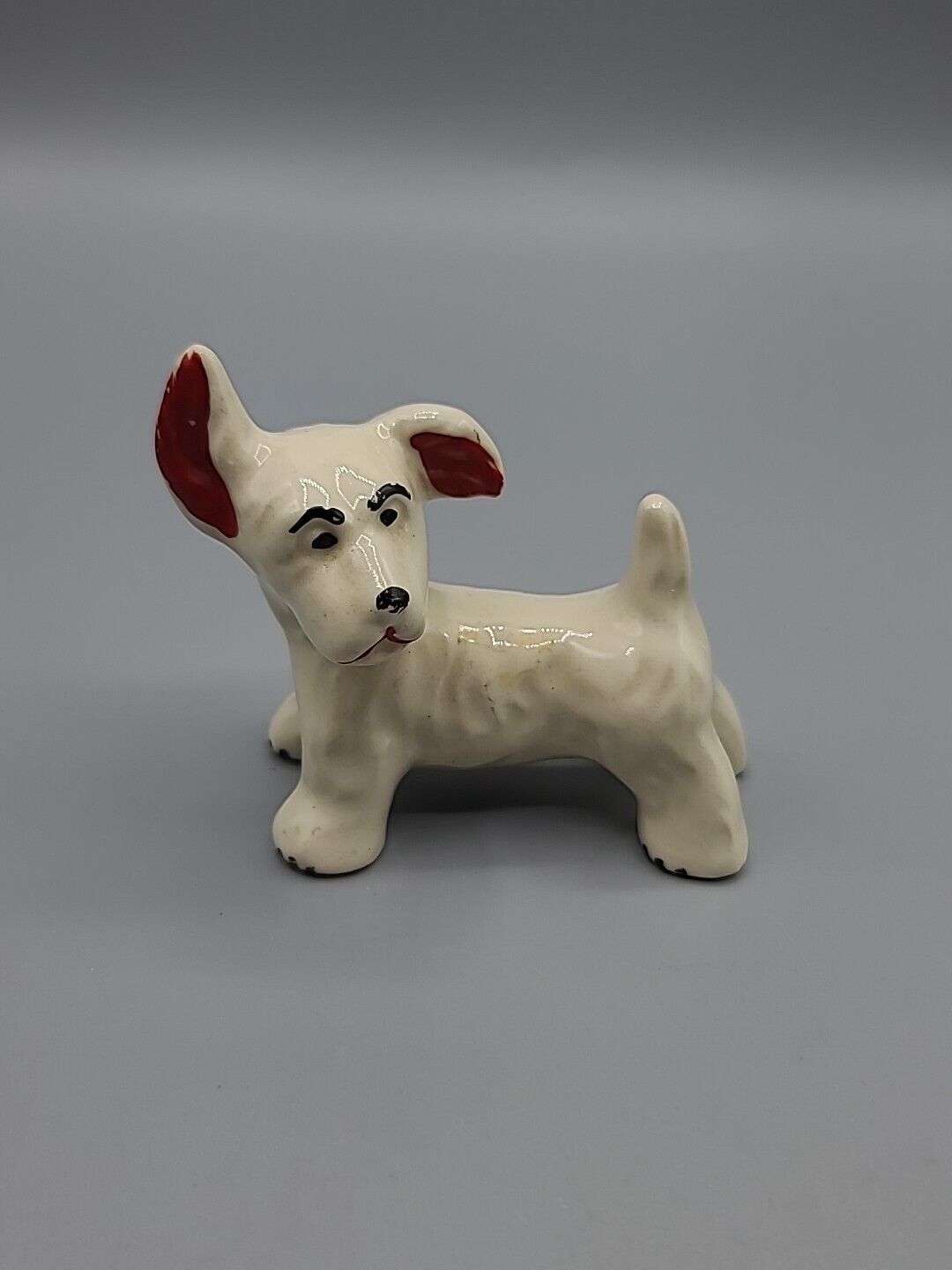 Porcelain Dog Floppy Ears White Terrier Vintage 