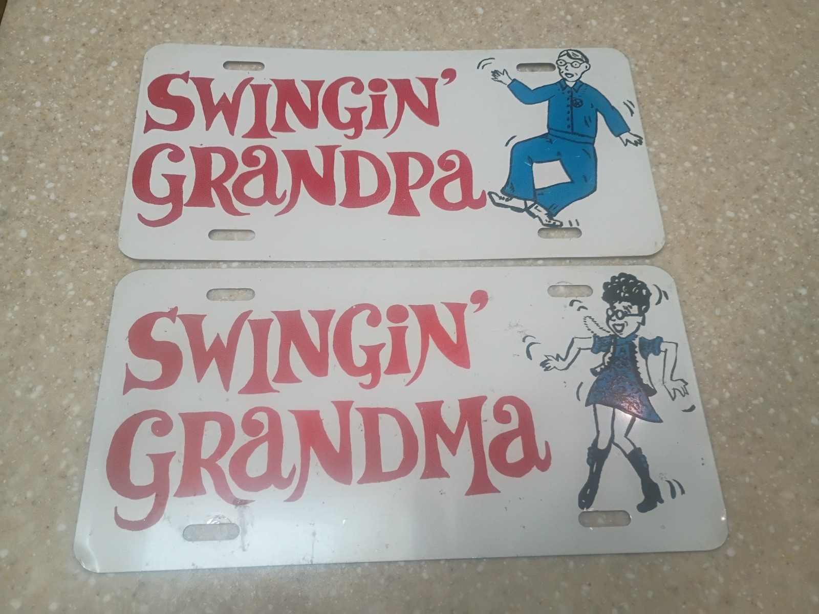 Vintage Swingin Swingers Sex  Grandpa Grandma Booster License Plate Vanity Tag 