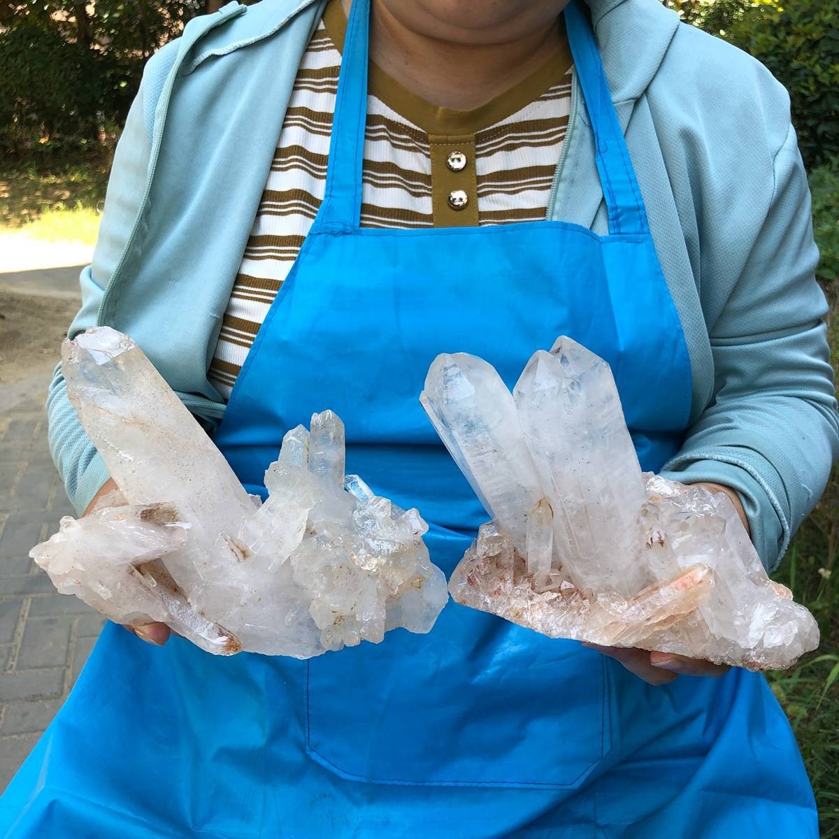 2Pcs 4.75LB Natural White Clear Quartz Crystal Cluster Rough Healing Specimen
