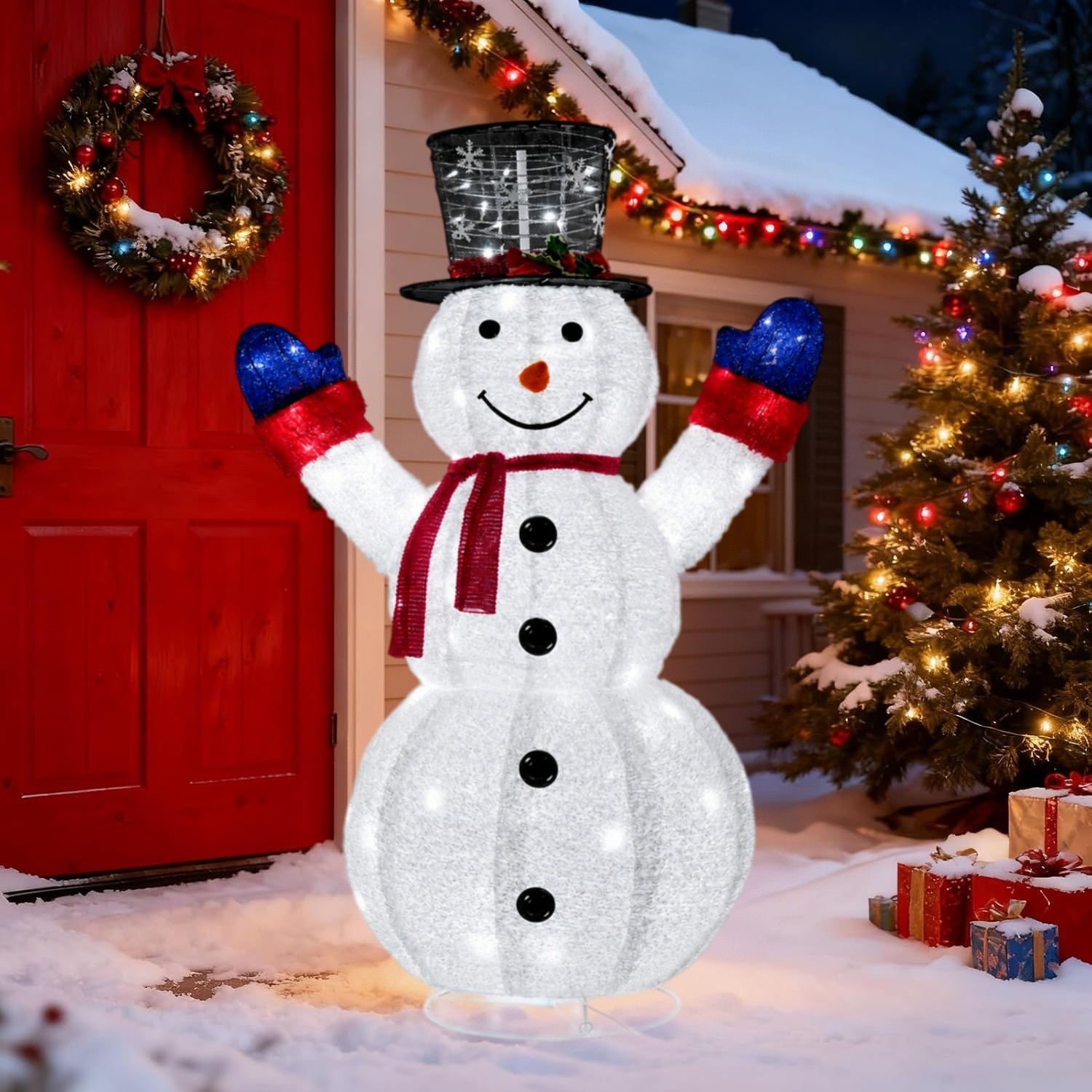 4FT Lighted Christmas Snowman Outdoor Decoration Foldable Collapsible with led