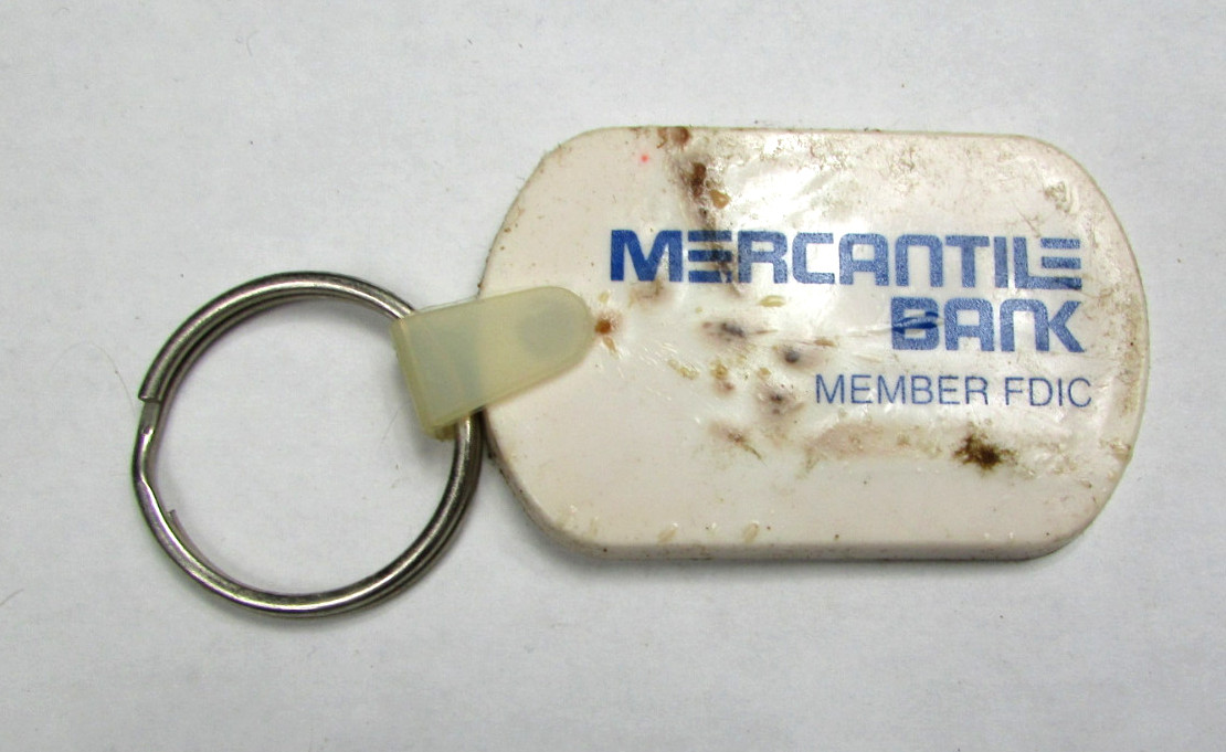 Vtg Mercantile Bank Collectible Key Chain Key Ring Fob Advertising Novelty